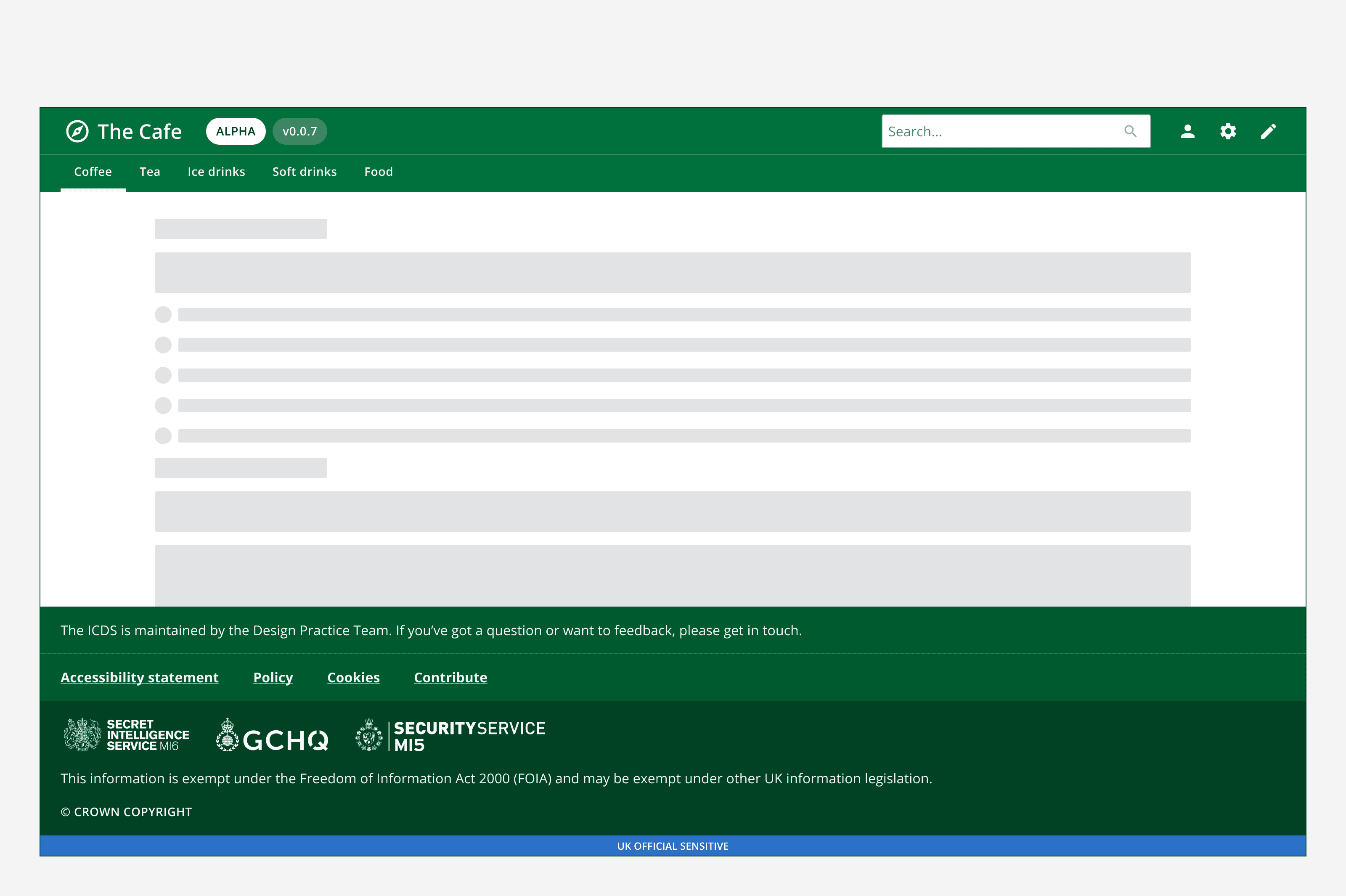 An example page showing the layout with an alternatively branded look.