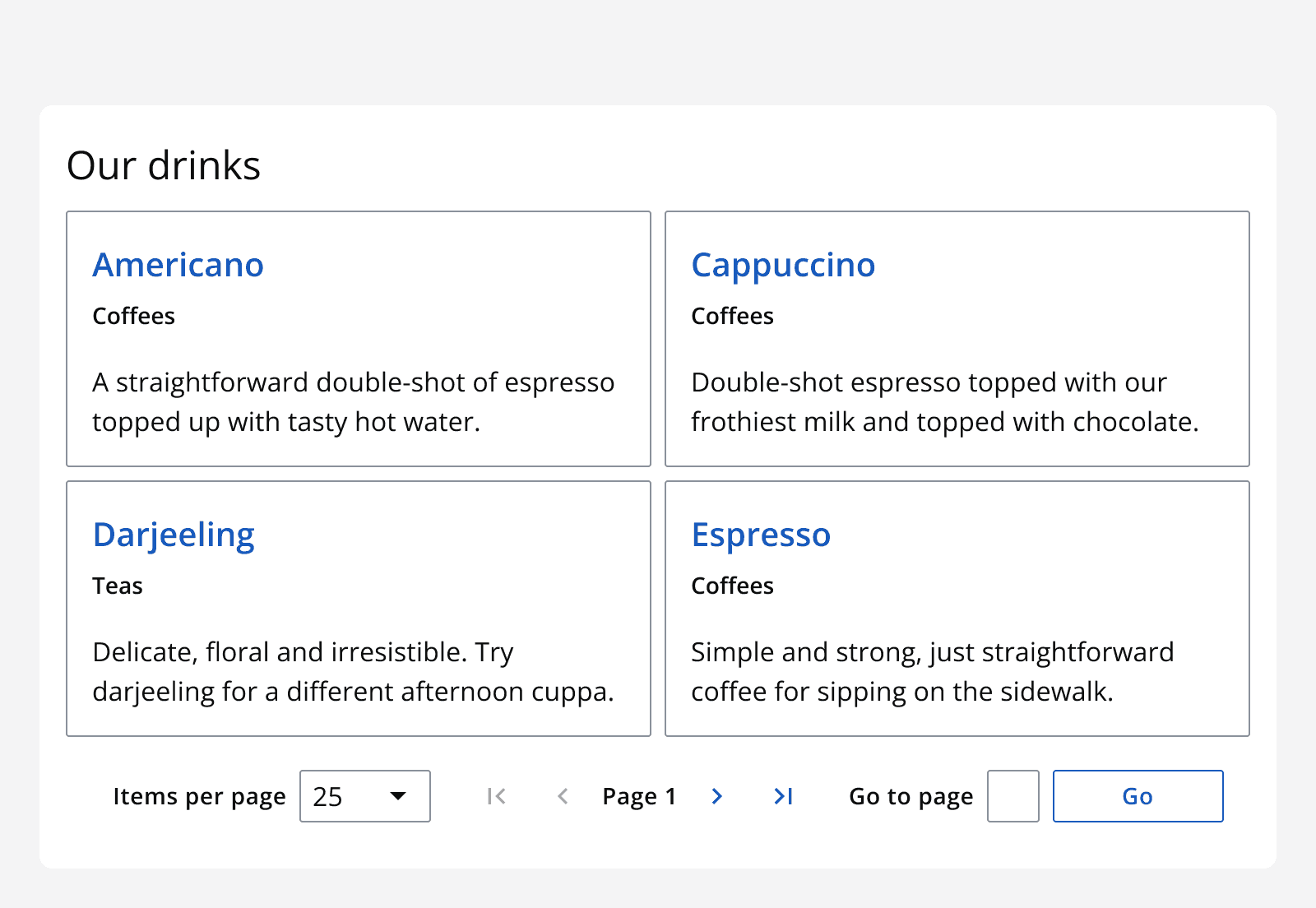 Pagination bar shown below a container.