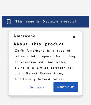 A graphic of a dialogue box to show open-dyslexic text font, which is easier for people with dyslexia to read.