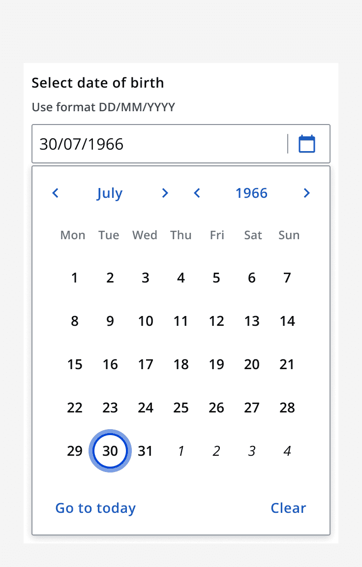 A date picker being used to select a very distant date